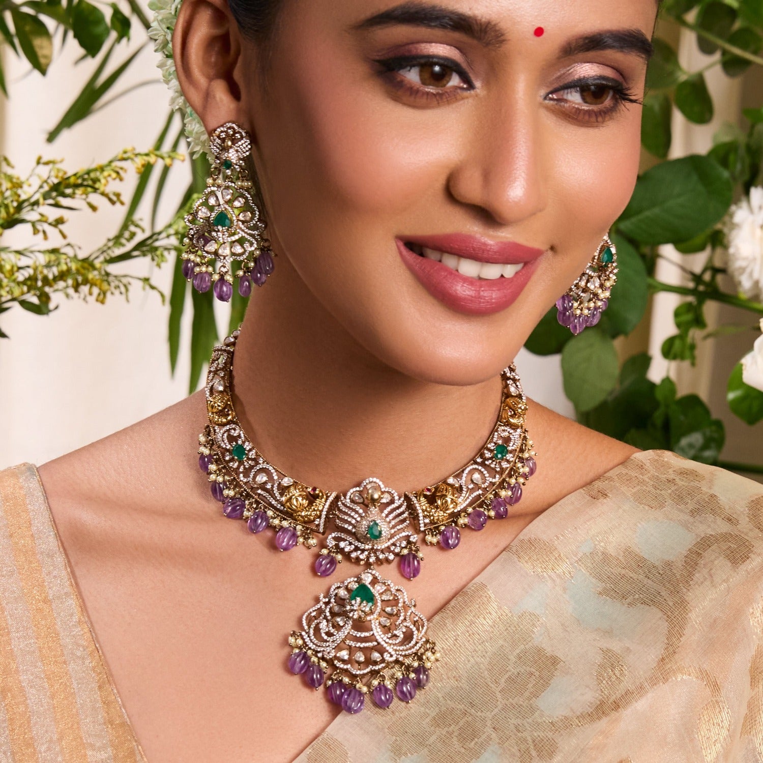 Necklace Yasmin Moissanite Silver Hasli Necklace Set