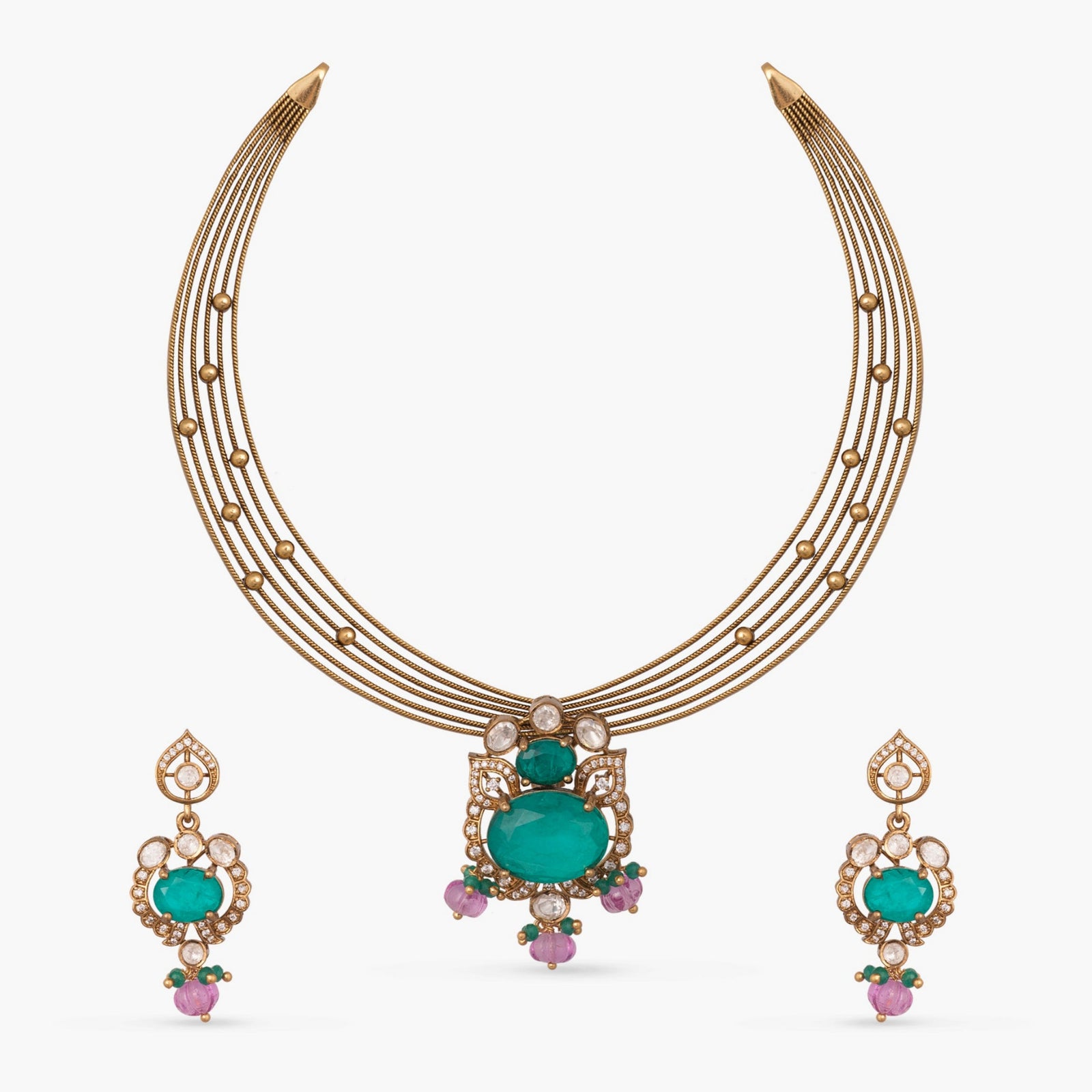 Samaira Moissanite Silver Necklace Set