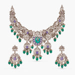 Necklace Ishani Moissanite Victorian Silver Necklace Set
