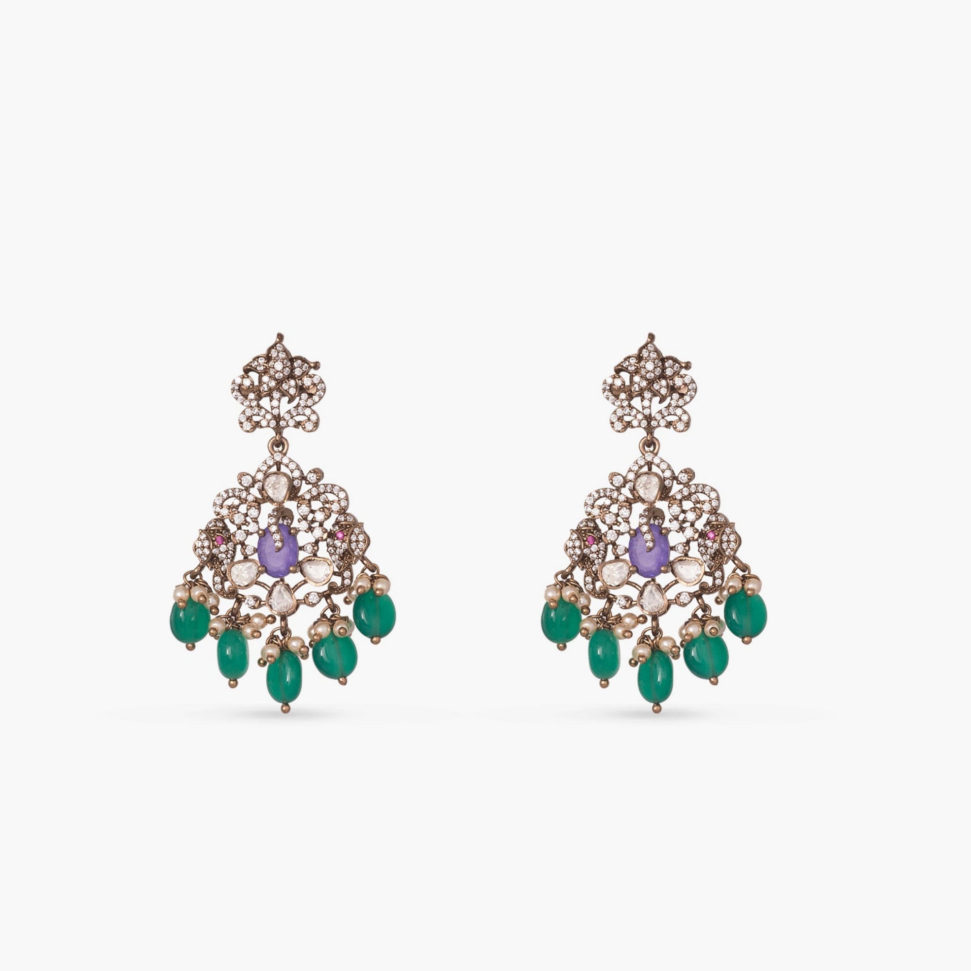  Ishani Moissanite Victorian Silver Necklace Set