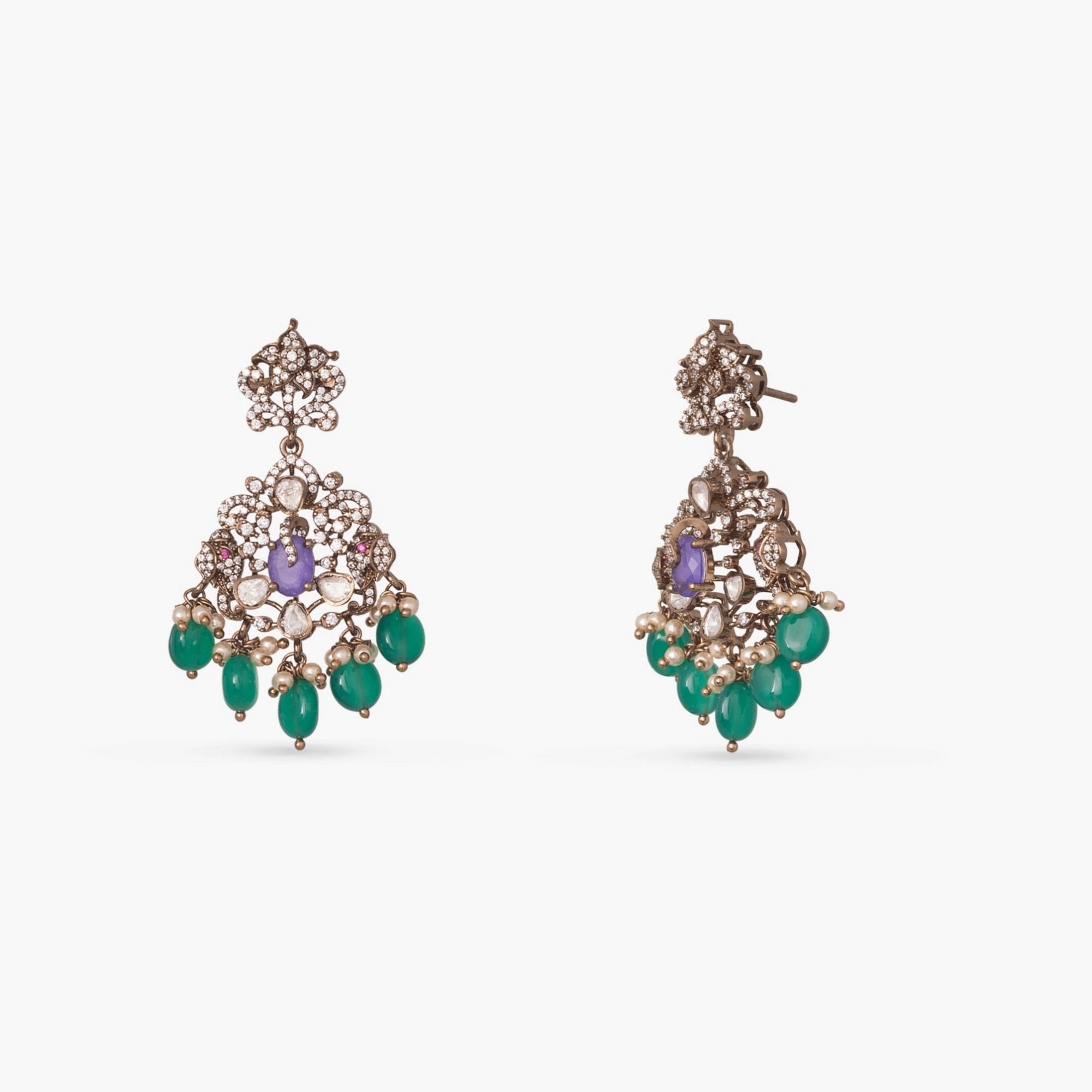 Ishani Moissanite Victorian Silver Necklace Set