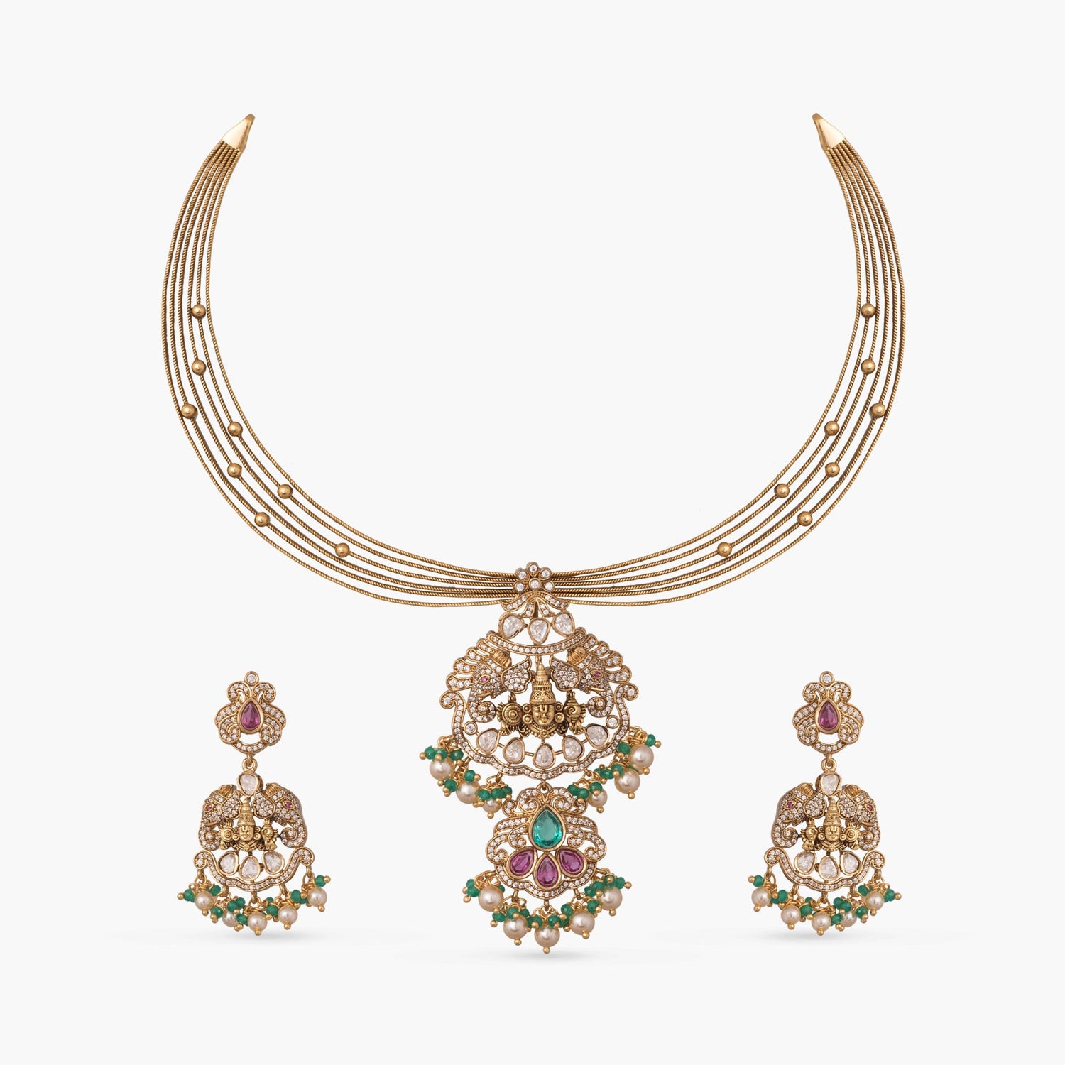 Necklace Vedika Kempu Antique Silver Necklace Set