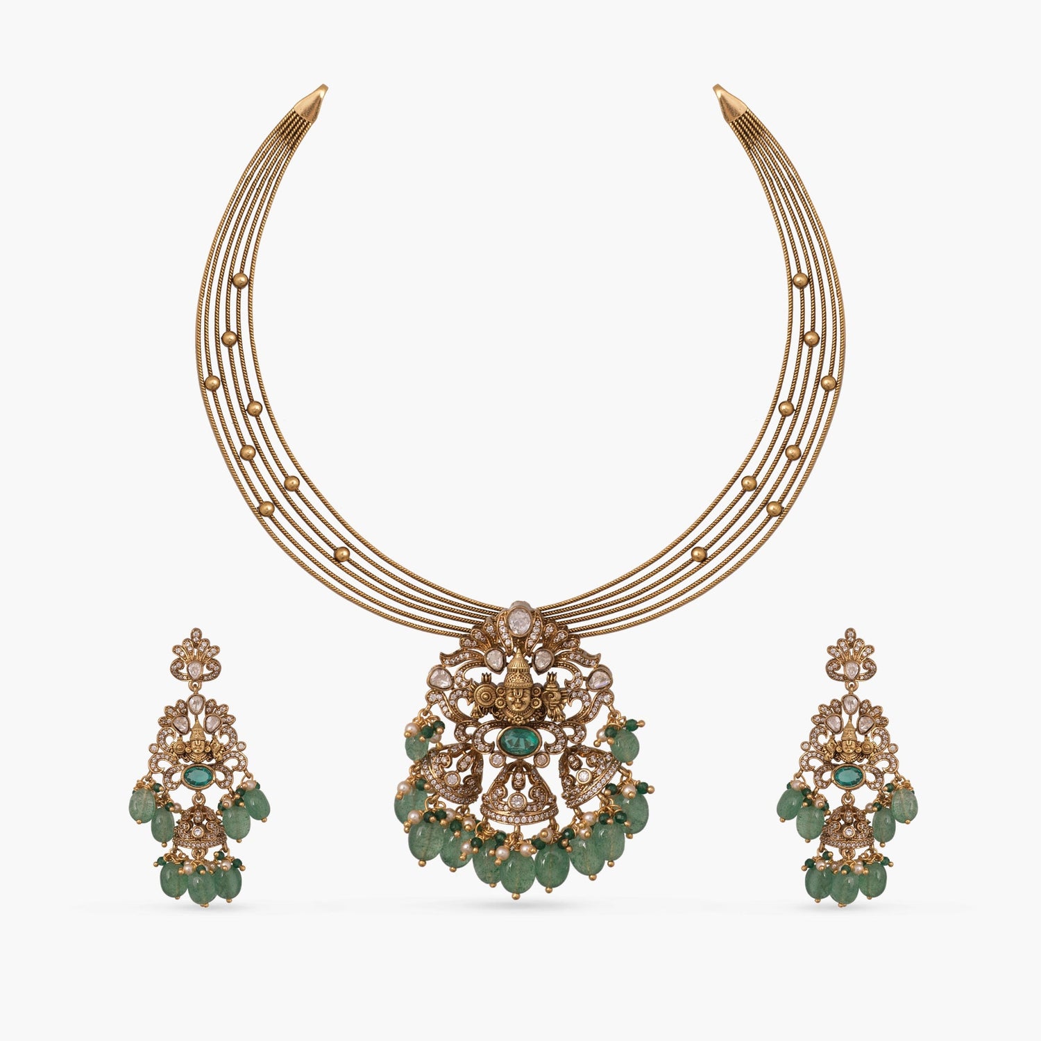 Necklaces Diya Kempu Antique Silver Necklace Set
