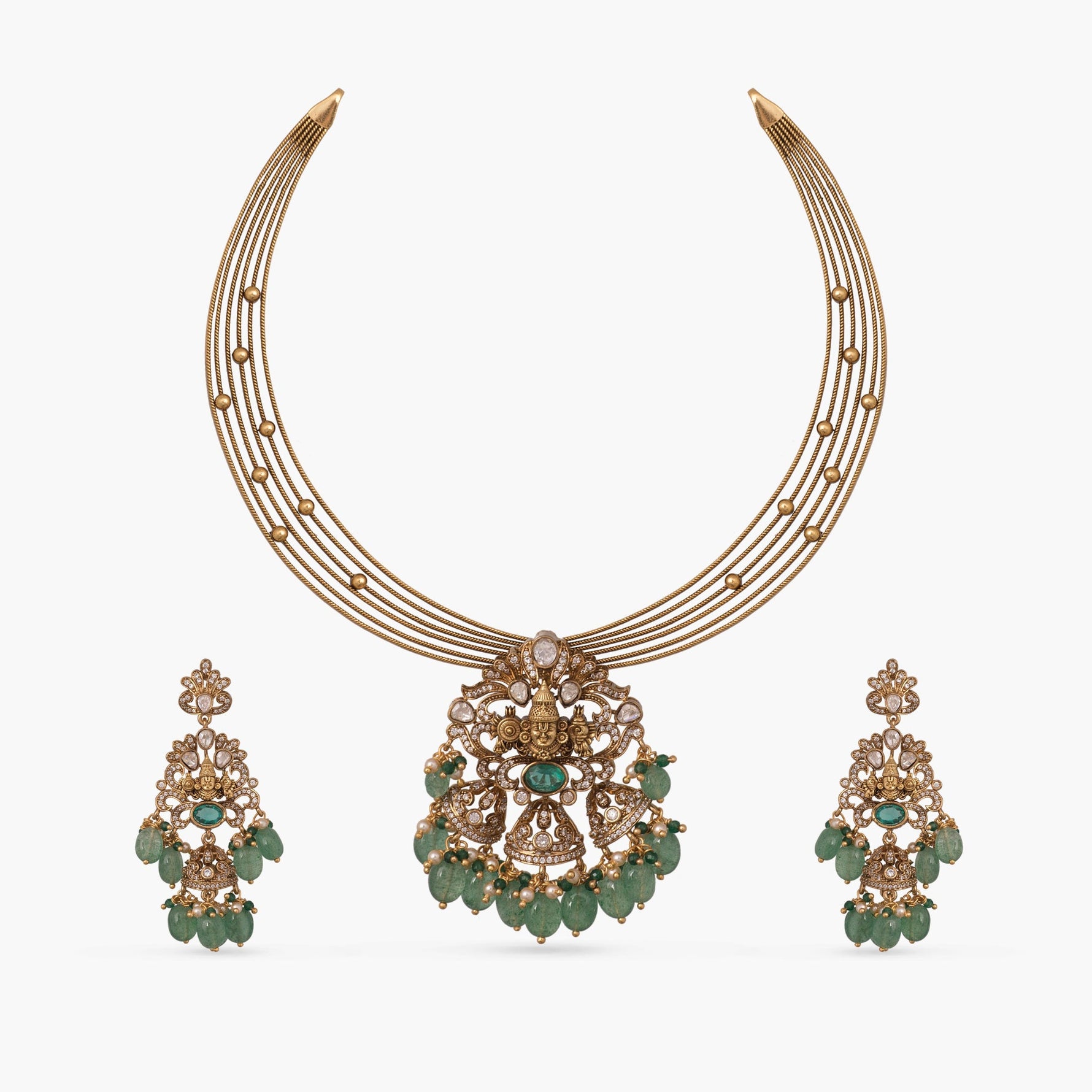 Necklaces Diya Kempu Antique Silver Necklace Set