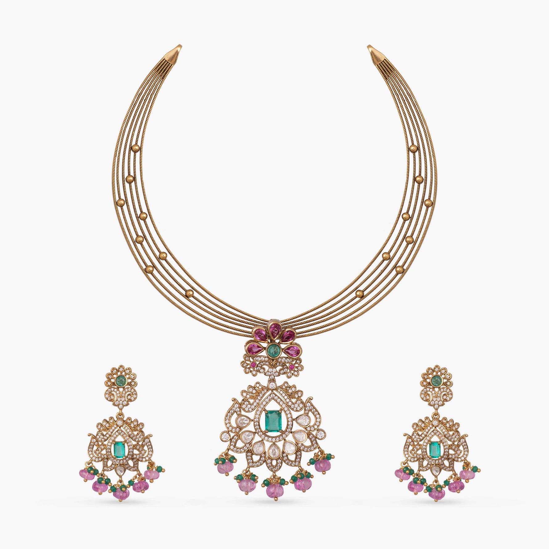 Necklace Mohana Kempu Antique Silver Necklace Set