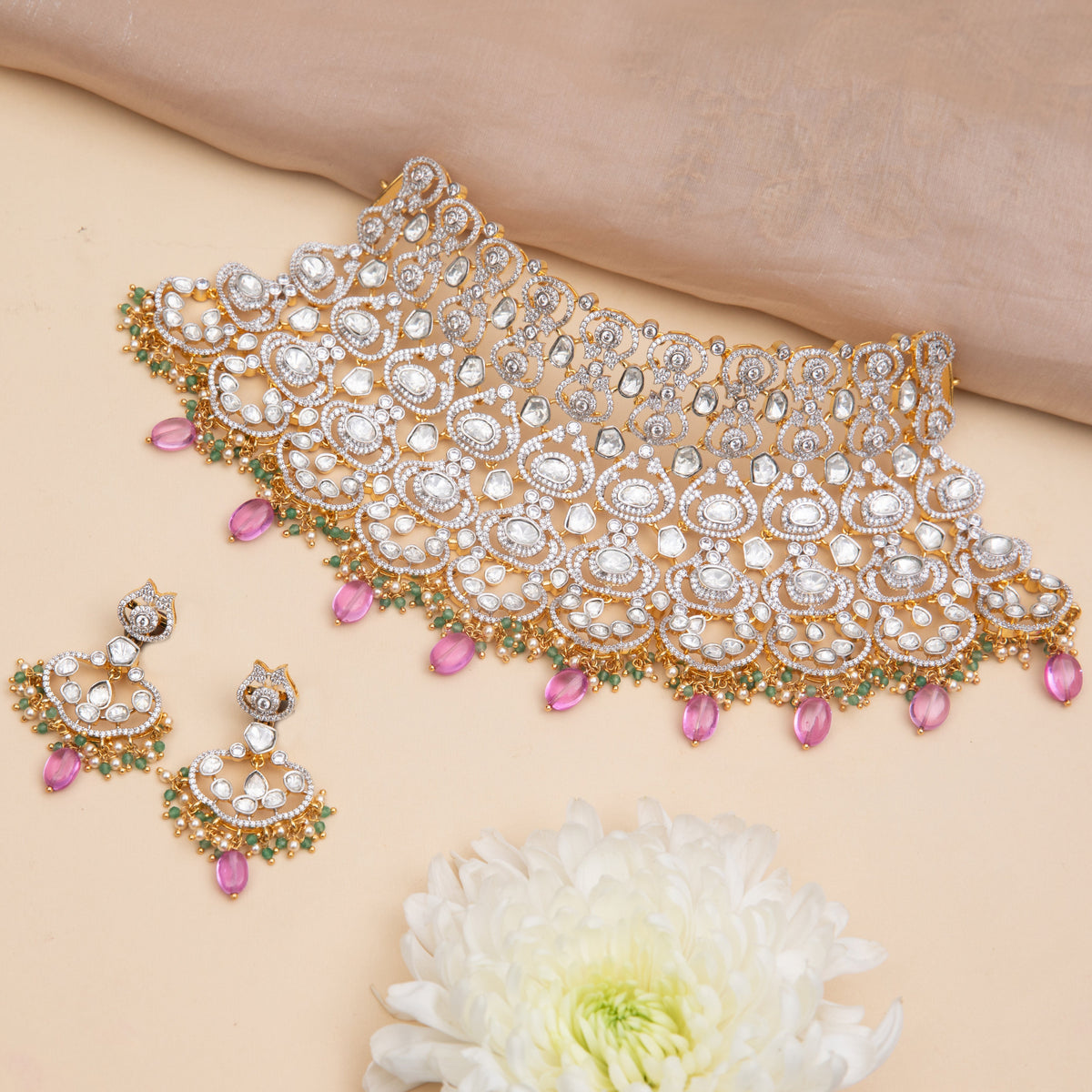 Vera CZ Silver Choker Set
