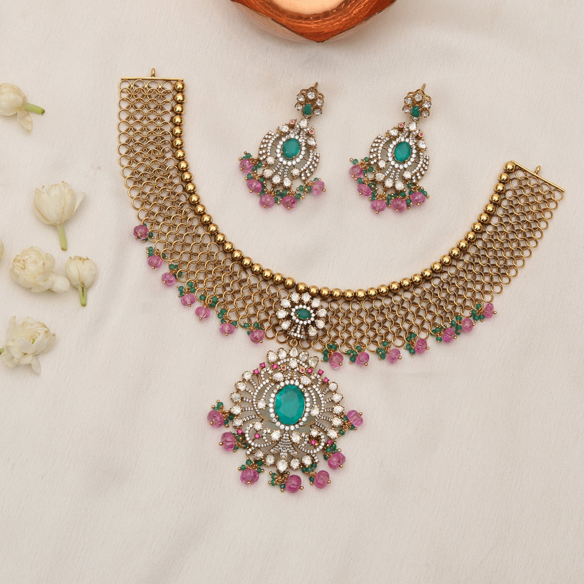 Meera Silver Necklace Set