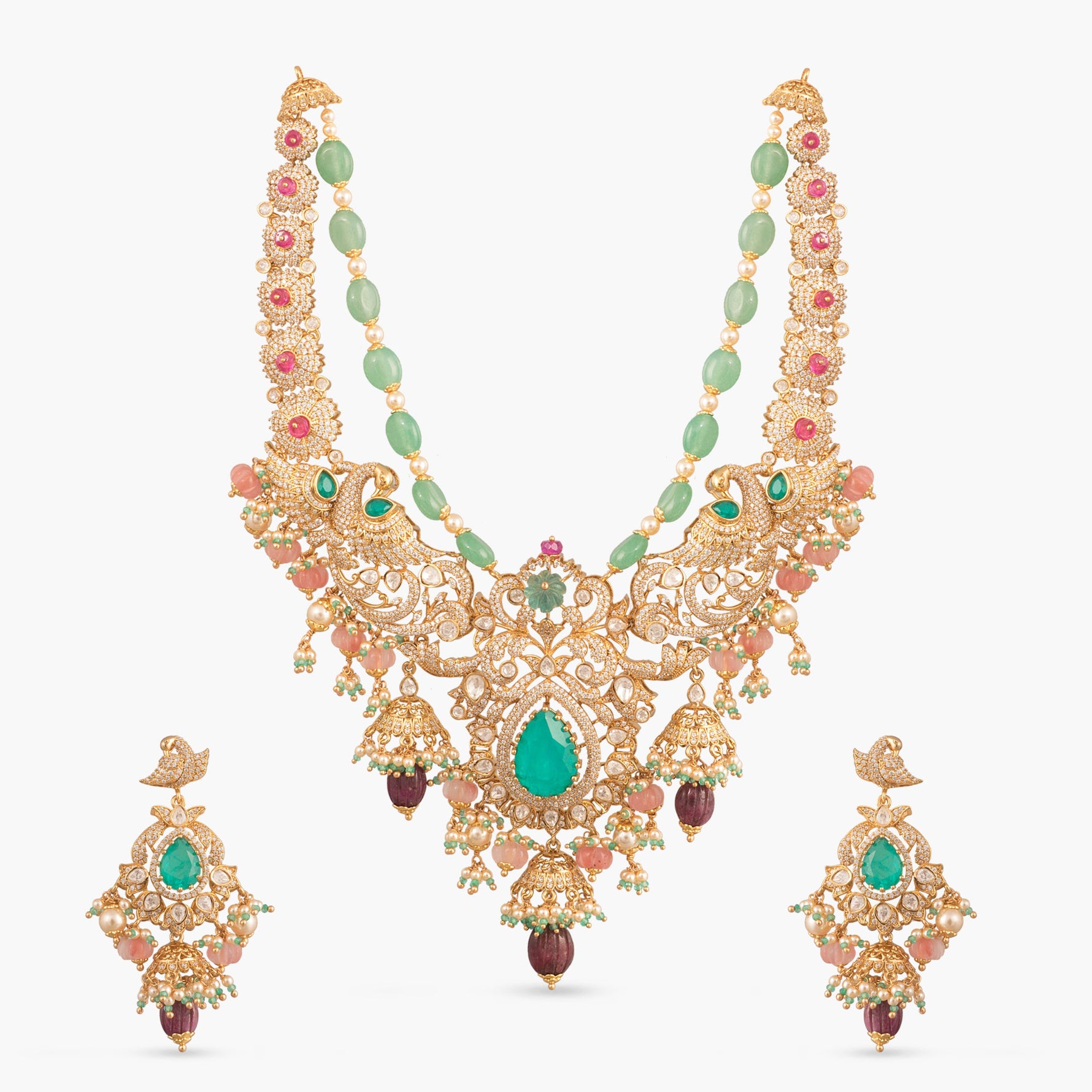 Amravati Moissanite Silver Necklace Set