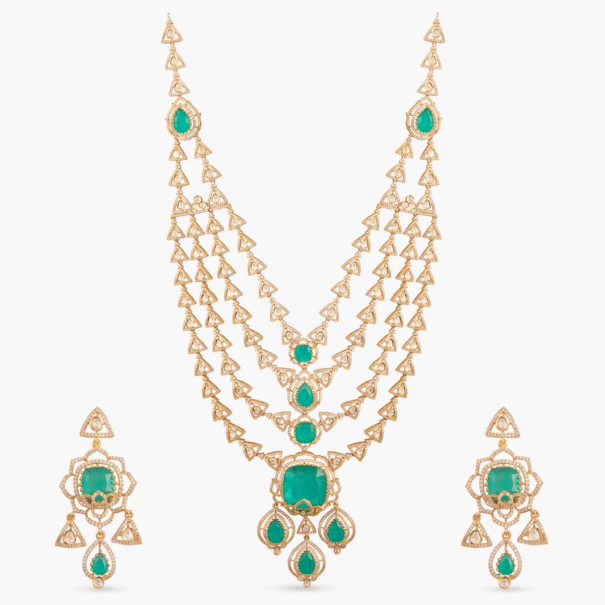 Chandrika Moissanite Layered Silver Necklace Set