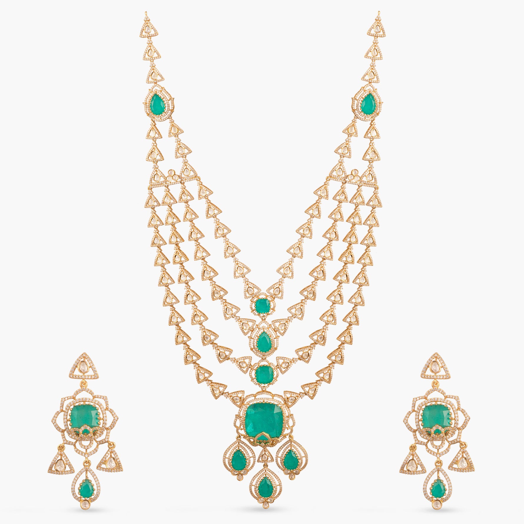 Chandrika Moissanite Layered Silver Necklace Set