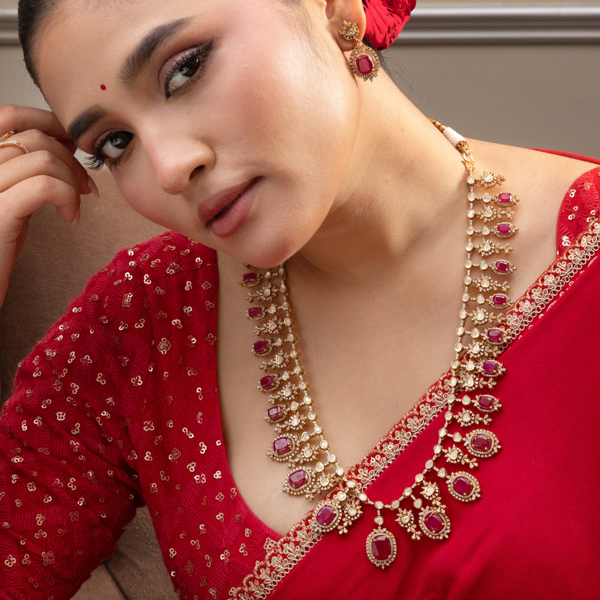 Vaanya Moissanite Silver Necklace Set