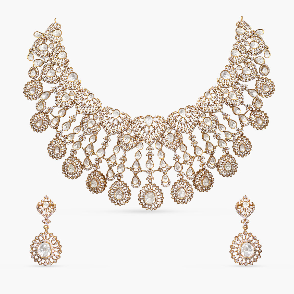 Selene Moissanite Silver Necklace Set