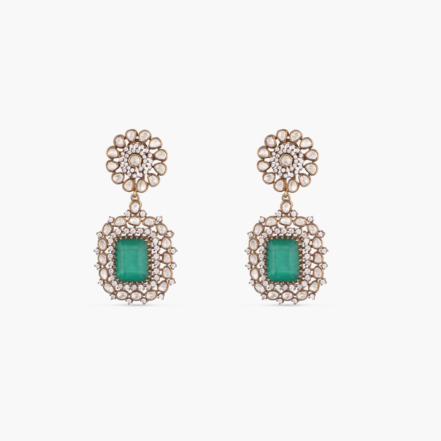 Earrings Floral Drop Moissanite Silver Earrings