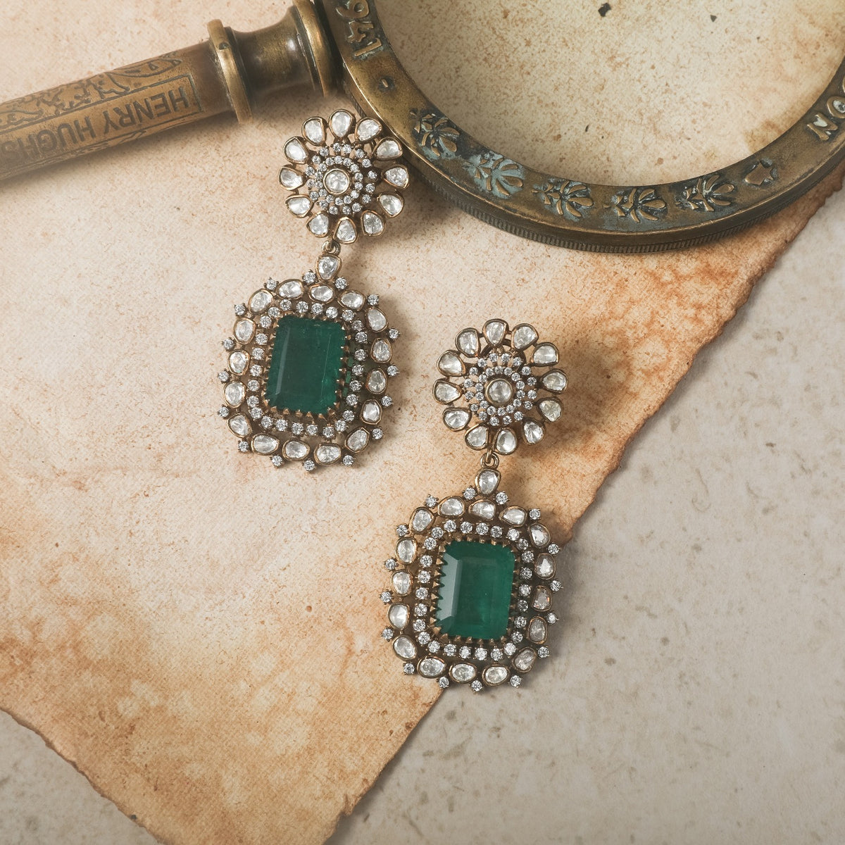 Floral Drop Moissanite Silver Earrings