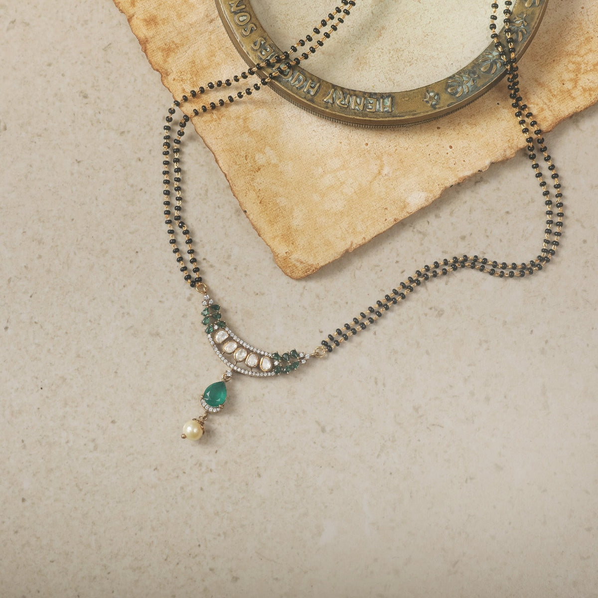 Leafy Moissanite Silver Mangalsutra Necklace