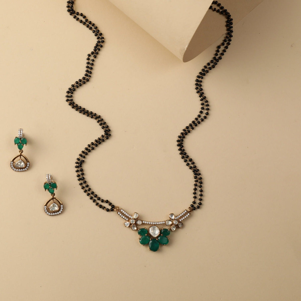 Necklaces Floral Moissanite Silver Mangalsutra Necklace Set