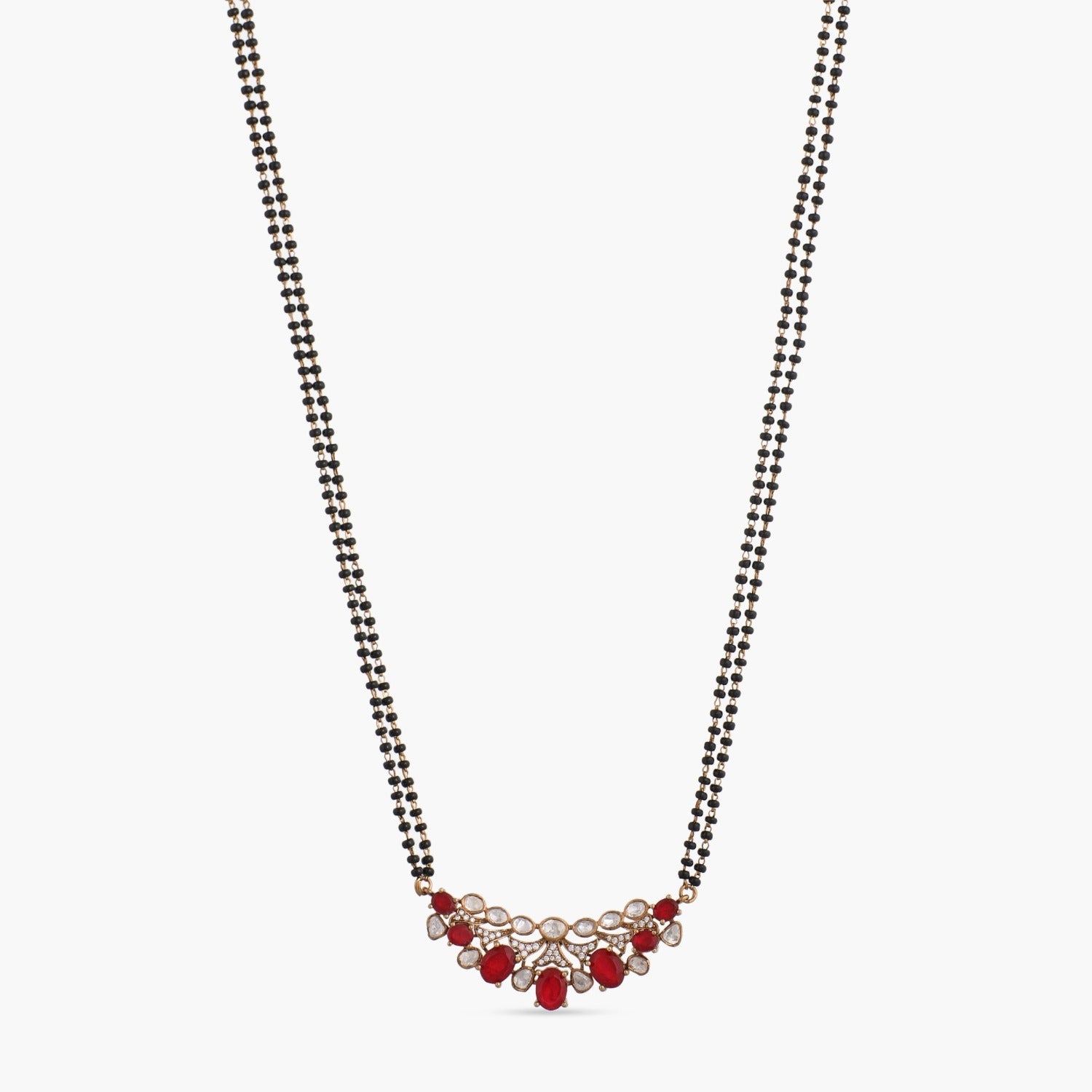 Necklaces Ruby Moissanite Silver Mangalsutra Necklace Set