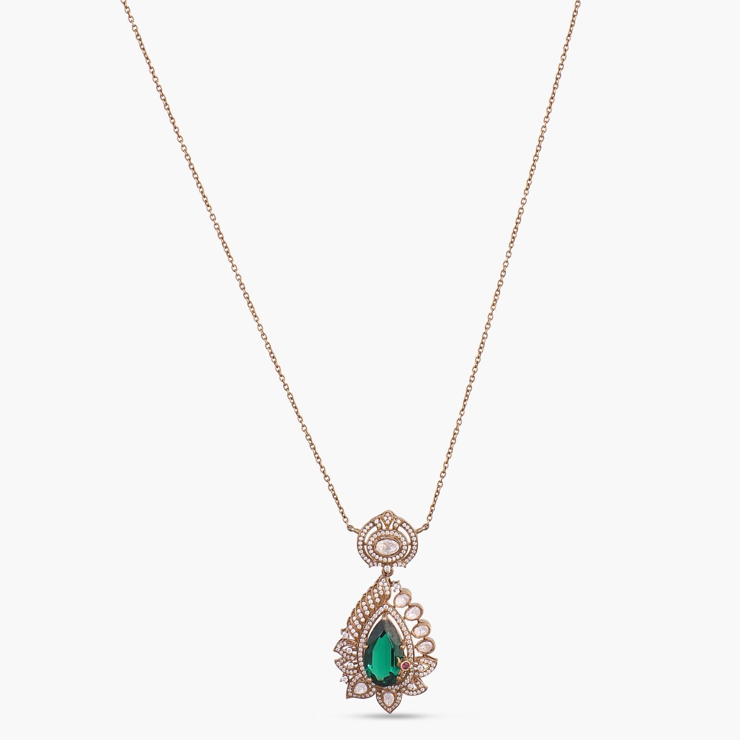 Pendants Emerald Blossom CZ Silver Pendant Set