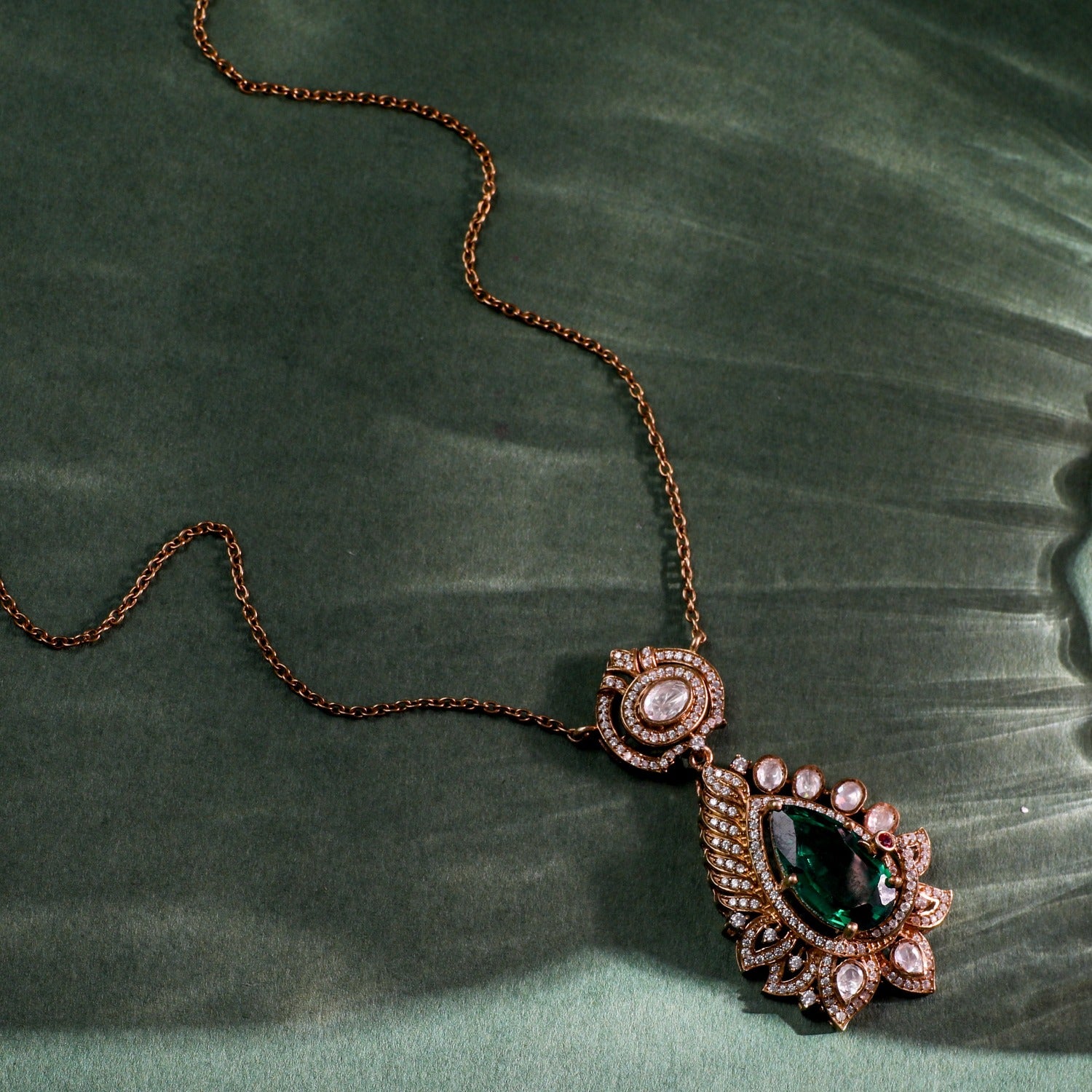 Pendants Emerald Blossom CZ Silver Pendant Set
