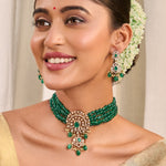 Choker Nura Moissanite Beads Tassel Silver Choker Set