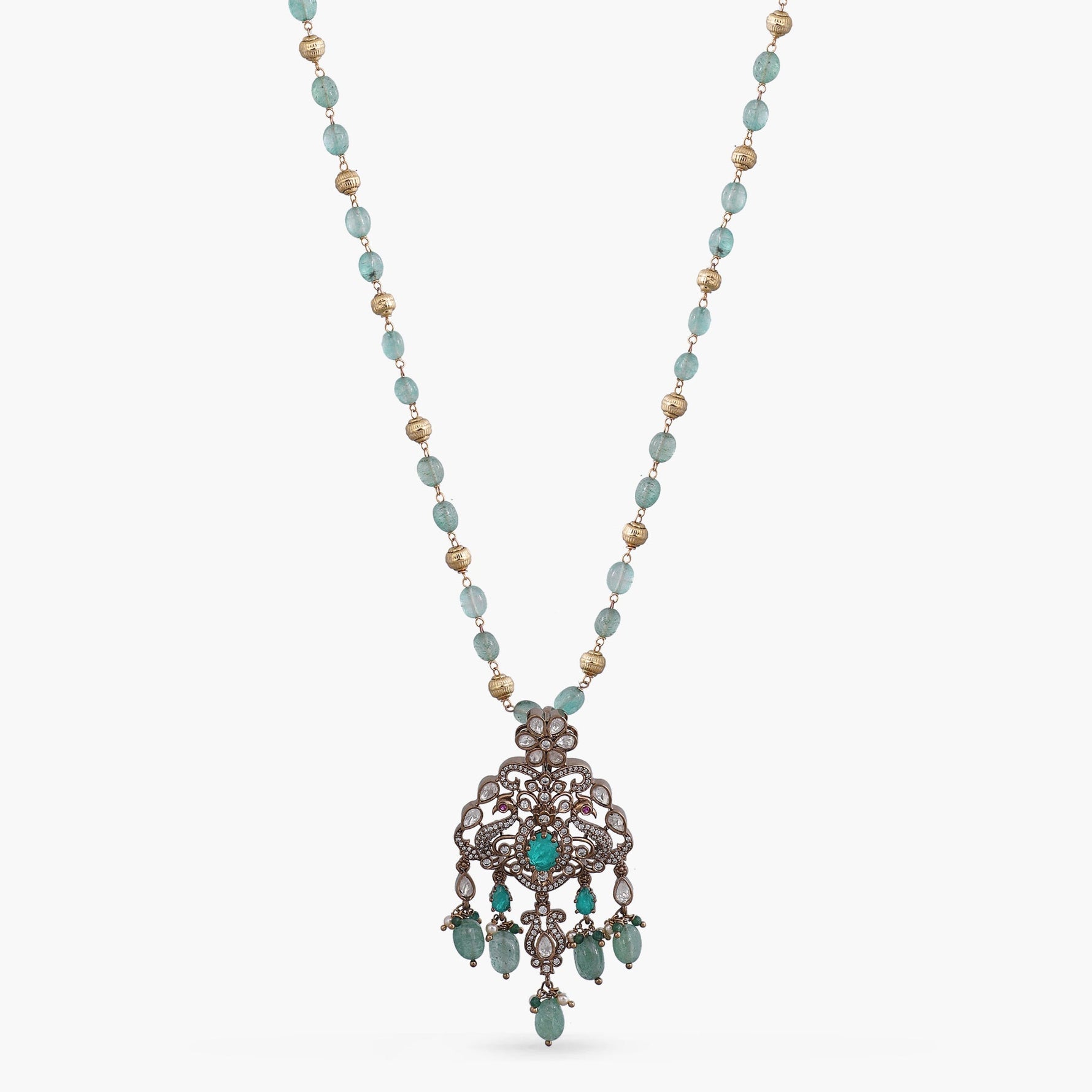 Pendants Arpita Moissanite Silver Beaded Pendant Necklace