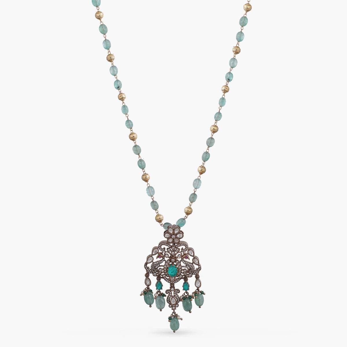 Arpita Moissanite Silver Beaded Pendant Necklace
