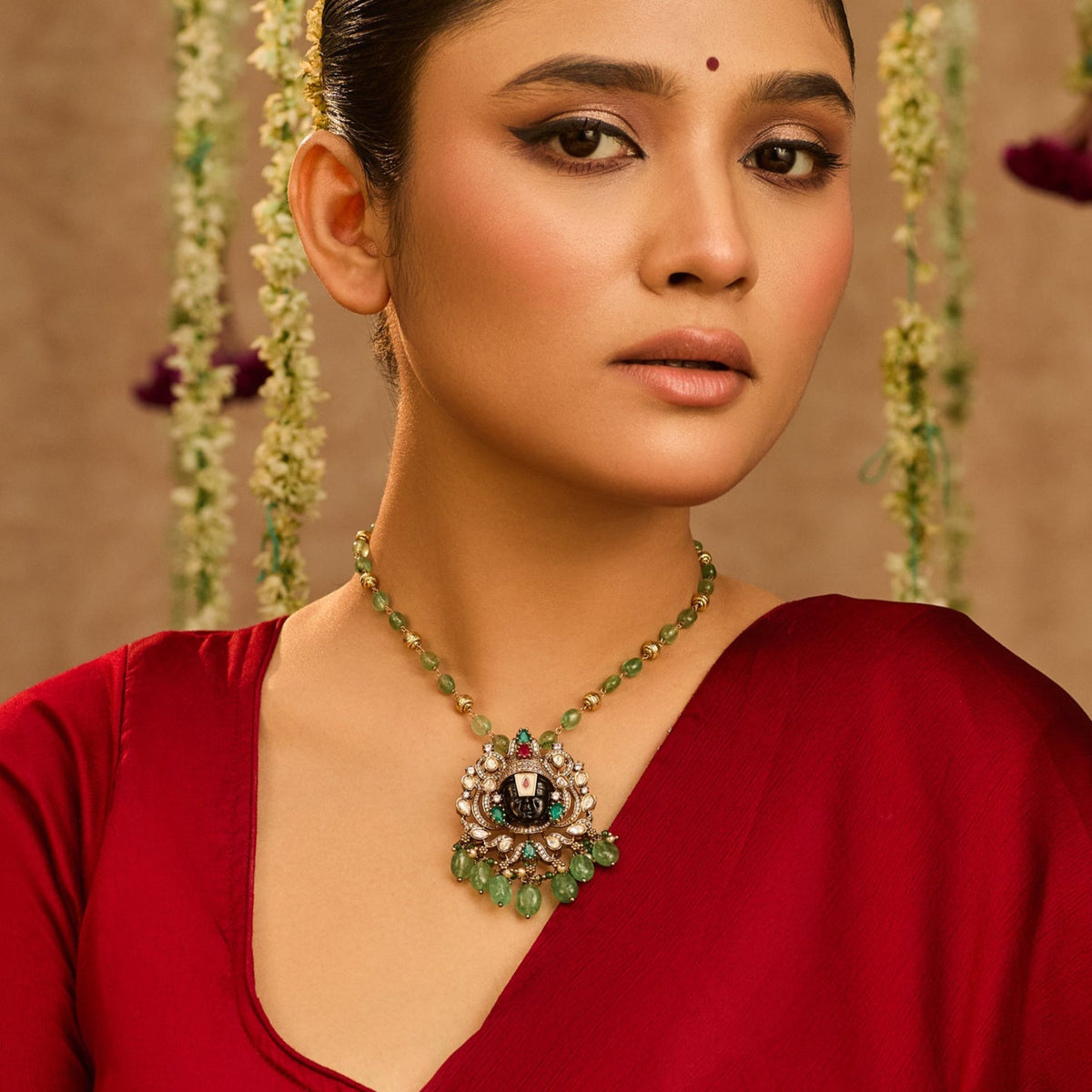 Lord Balaji Moissanite Silver Pendant Necklace