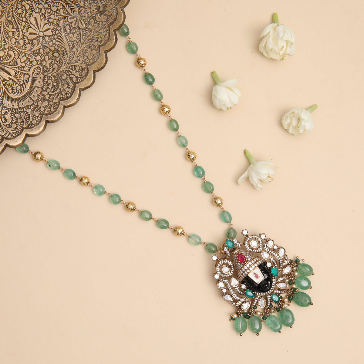 Lord Balaji Moissanite Silver Pendant Necklace