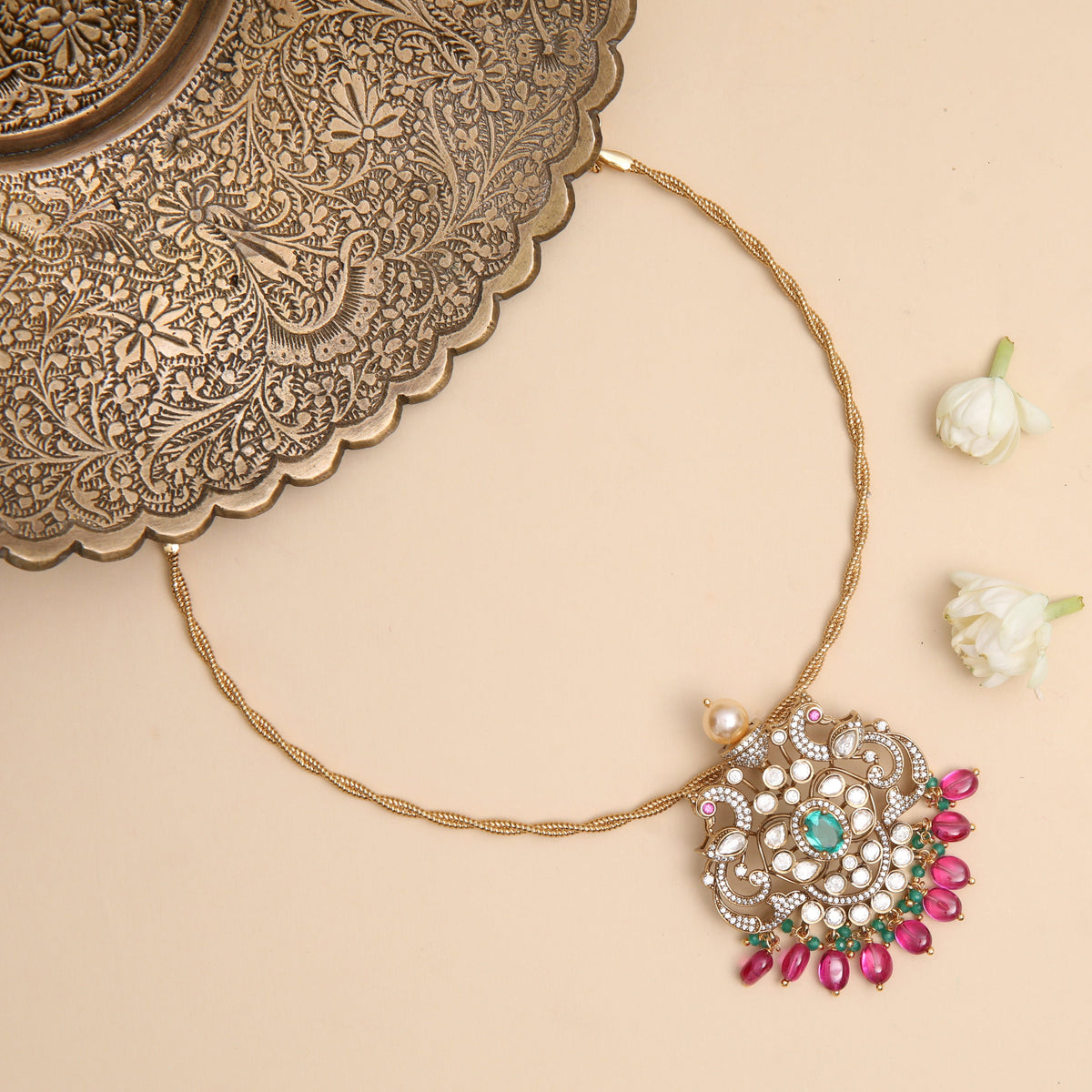 Charitha Moissanite Silver Pendant Necklace