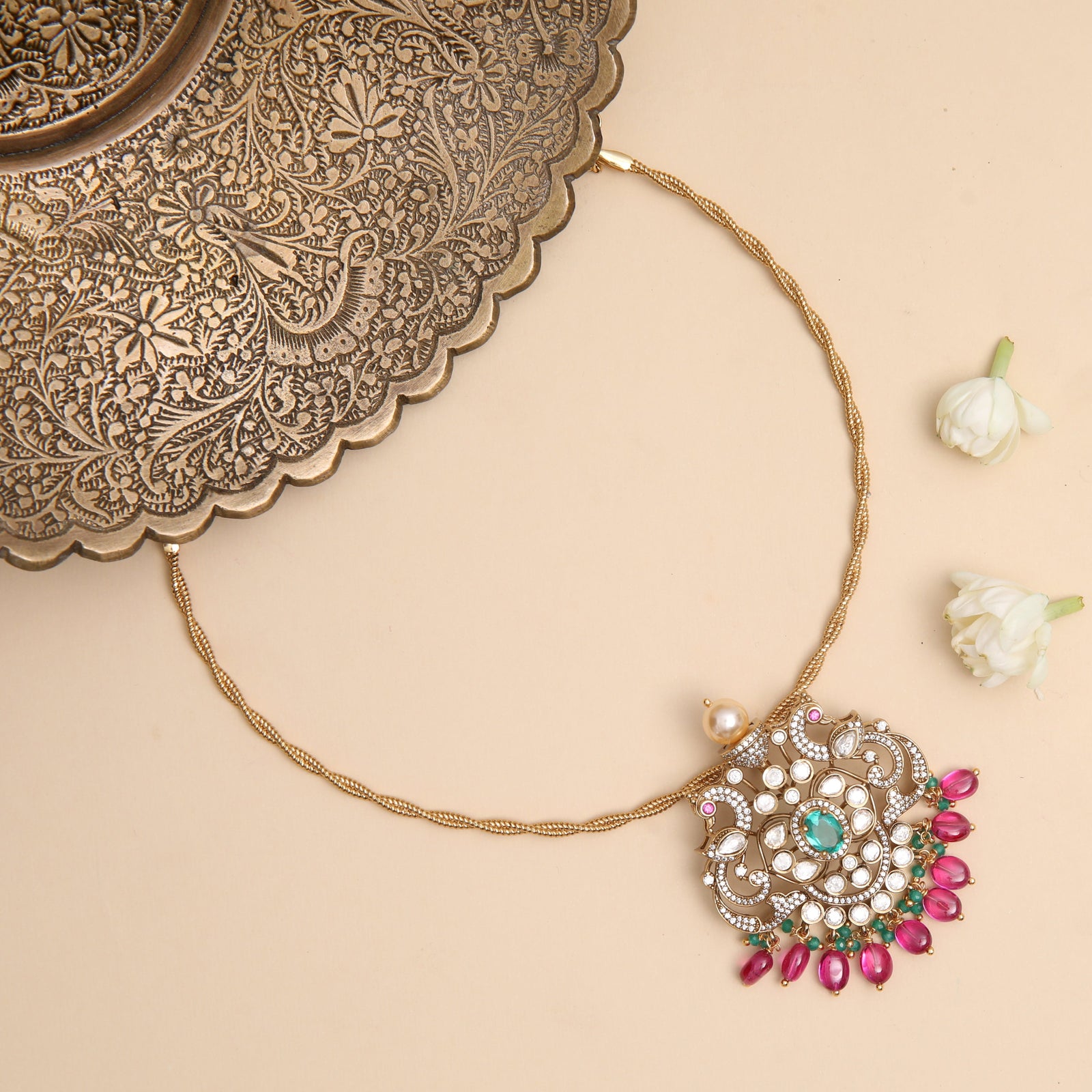 Charitha Moissanite Silver Pendant Necklace