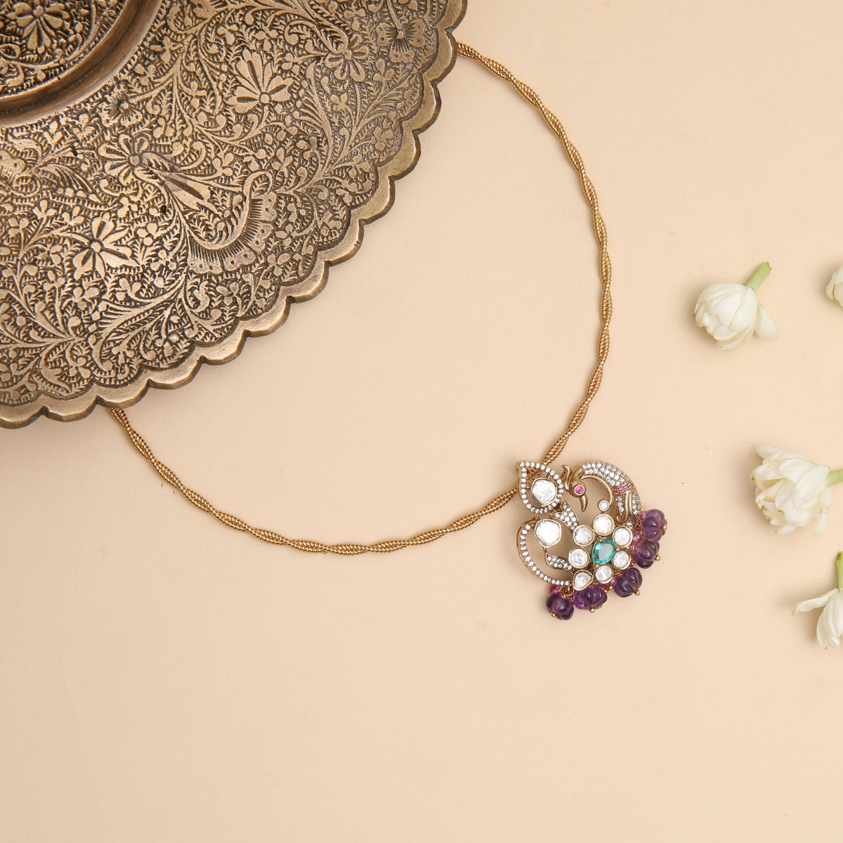 Madhura Moissanite Silver Pendant Necklace