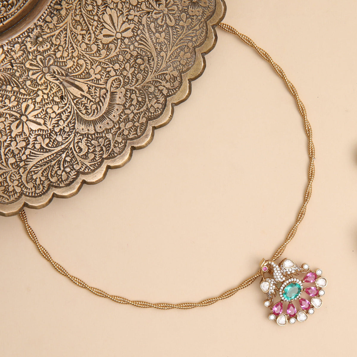 Mayurakshi Moissanite Silver Pendant Necklace