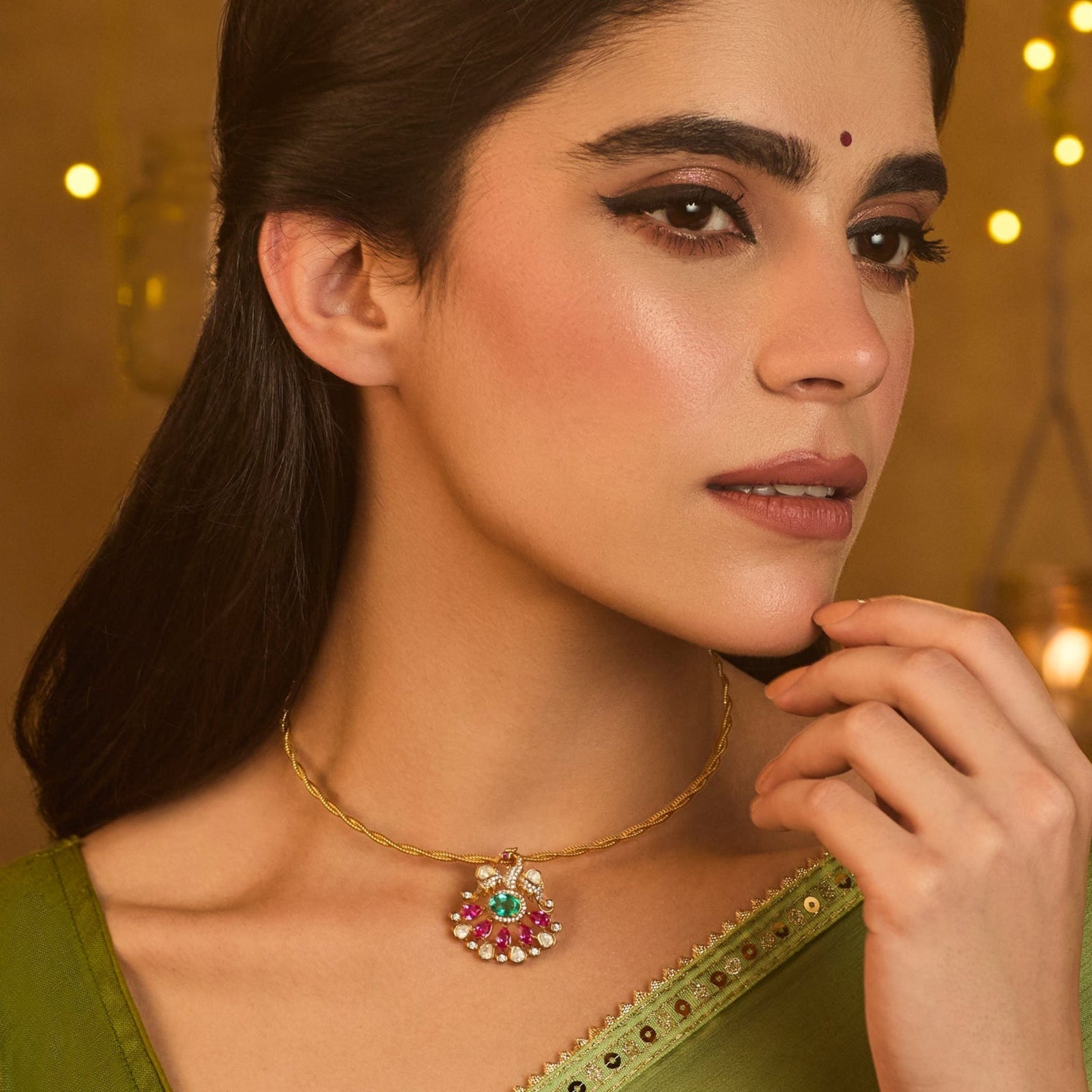 Mayurakshi Moissanite Silver Pendant Necklace