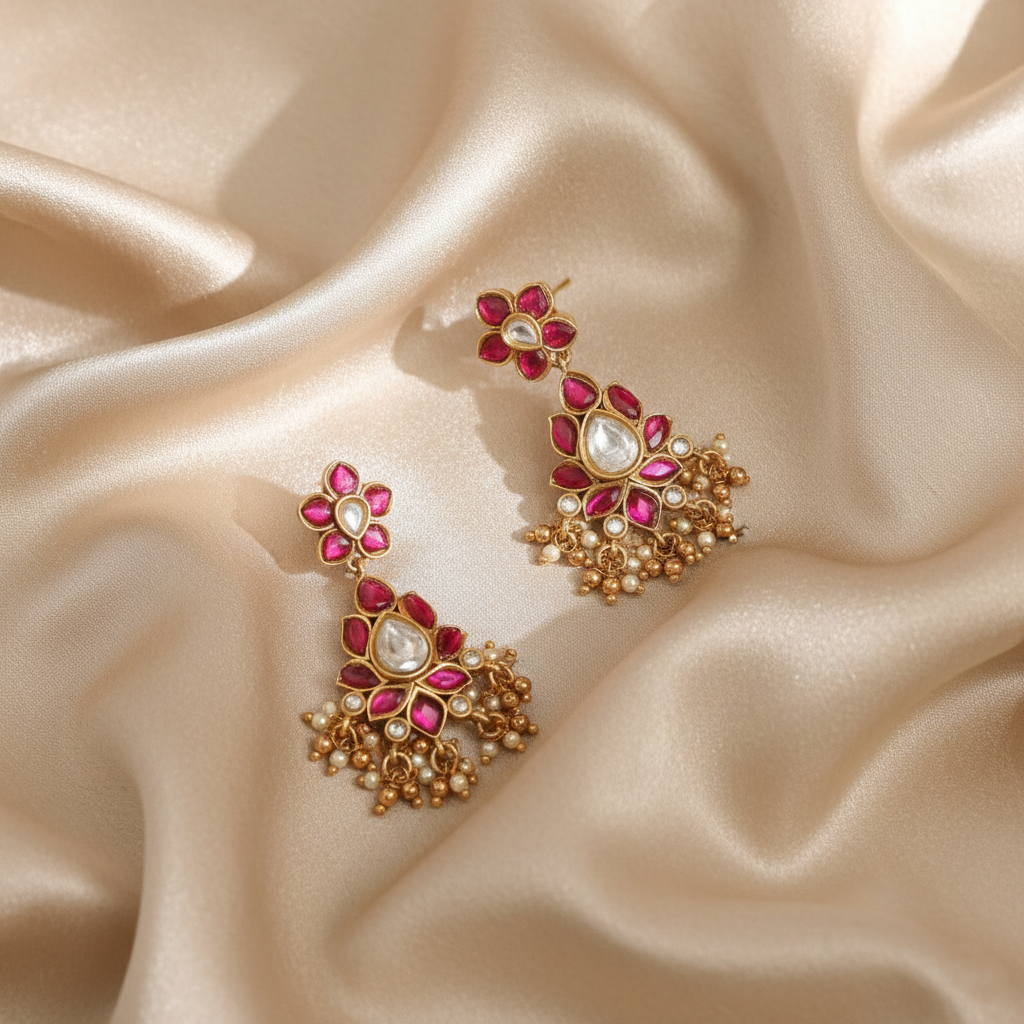 Earrings Floral Drop Silver Earrings