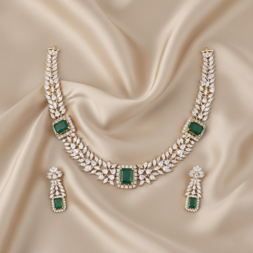 Gloin CZ Silver Necklace Set