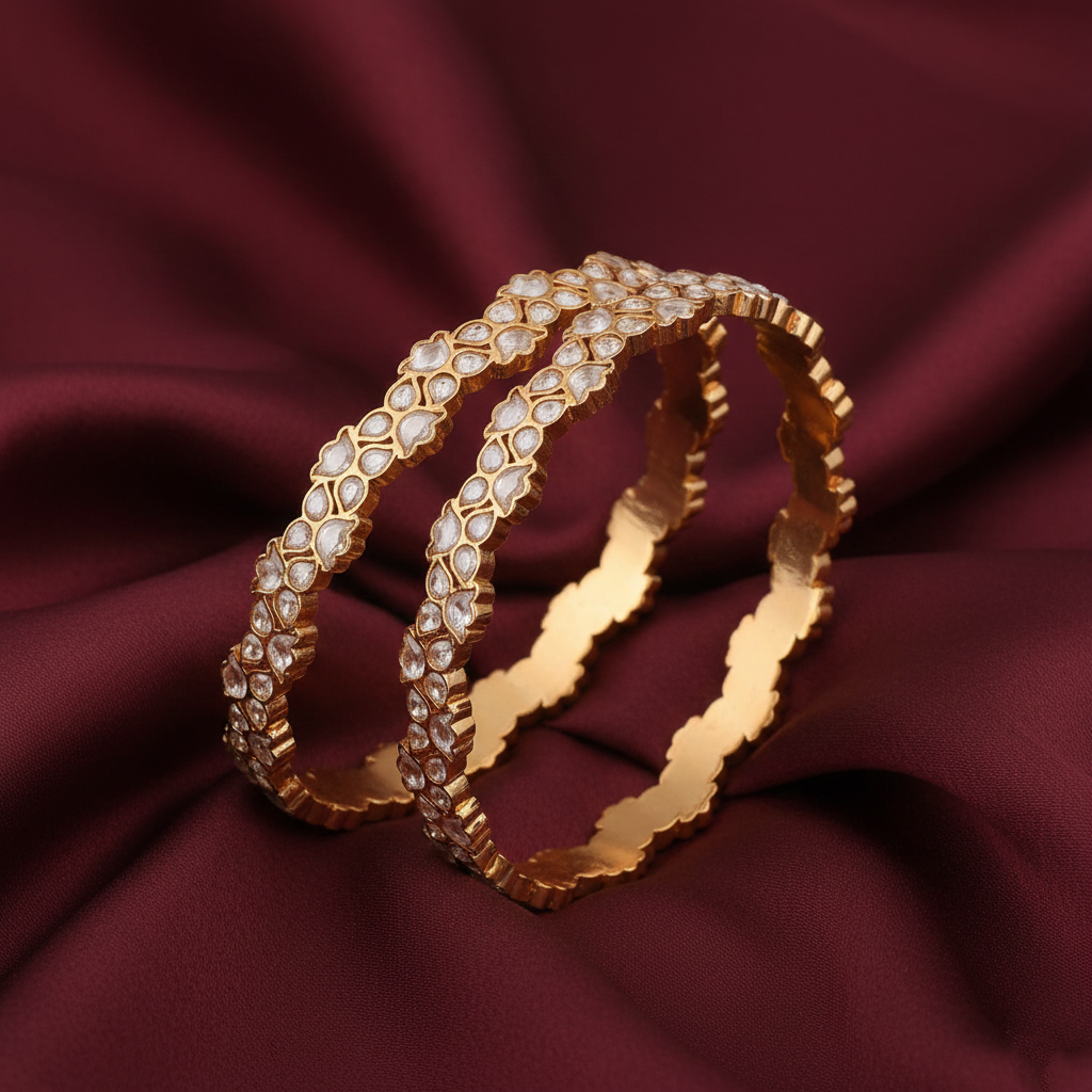 Bangles Hira Delicate Jadau Silver Bangles