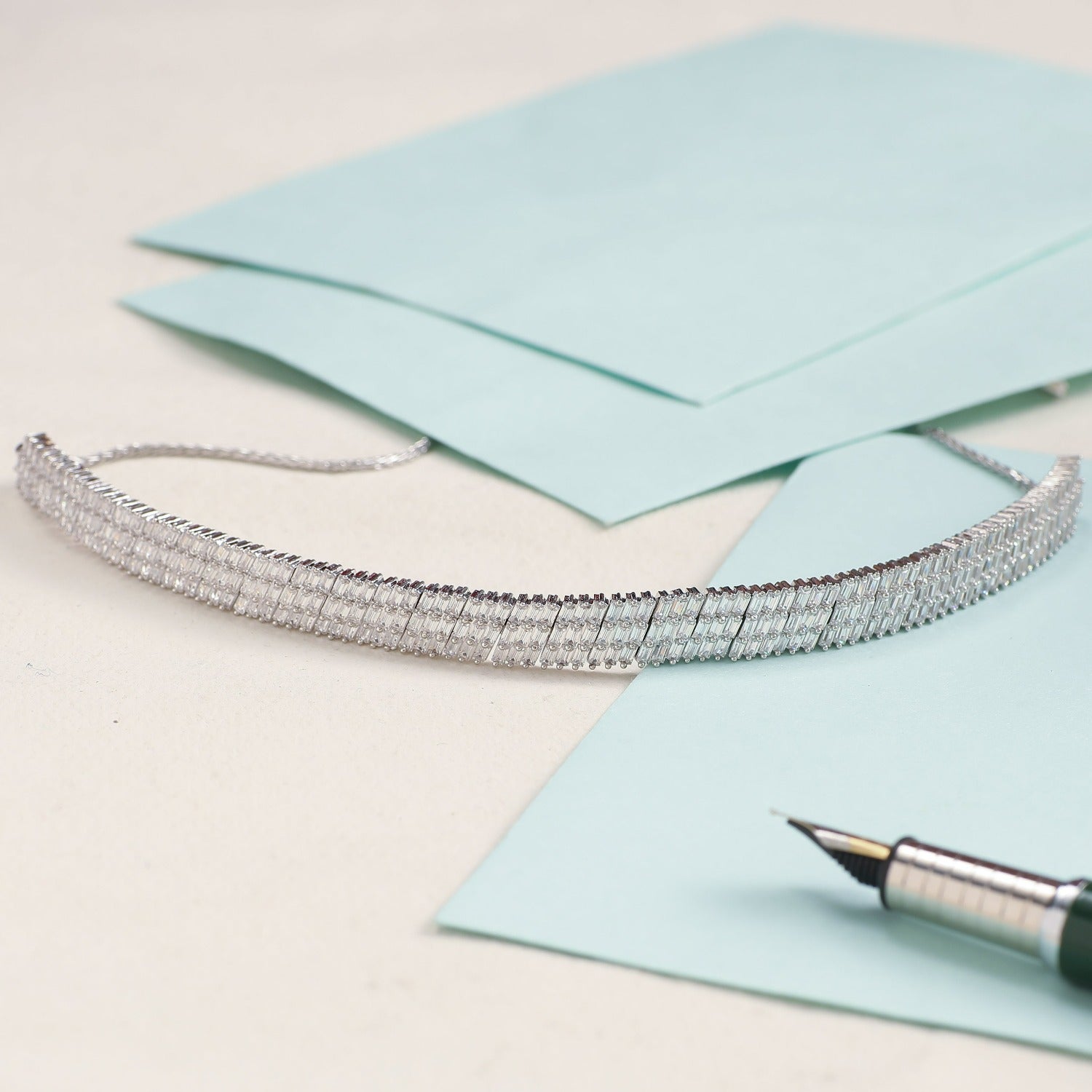 Necklaces Modern CZ Silver Choker