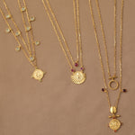 Necklaces Ruby Cancer Zodiac Layered Gold Plated Silver Necklace