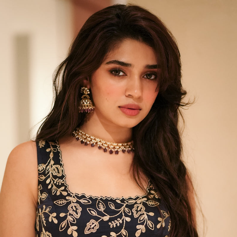 Varija Jadau Amethyst Silver Choker