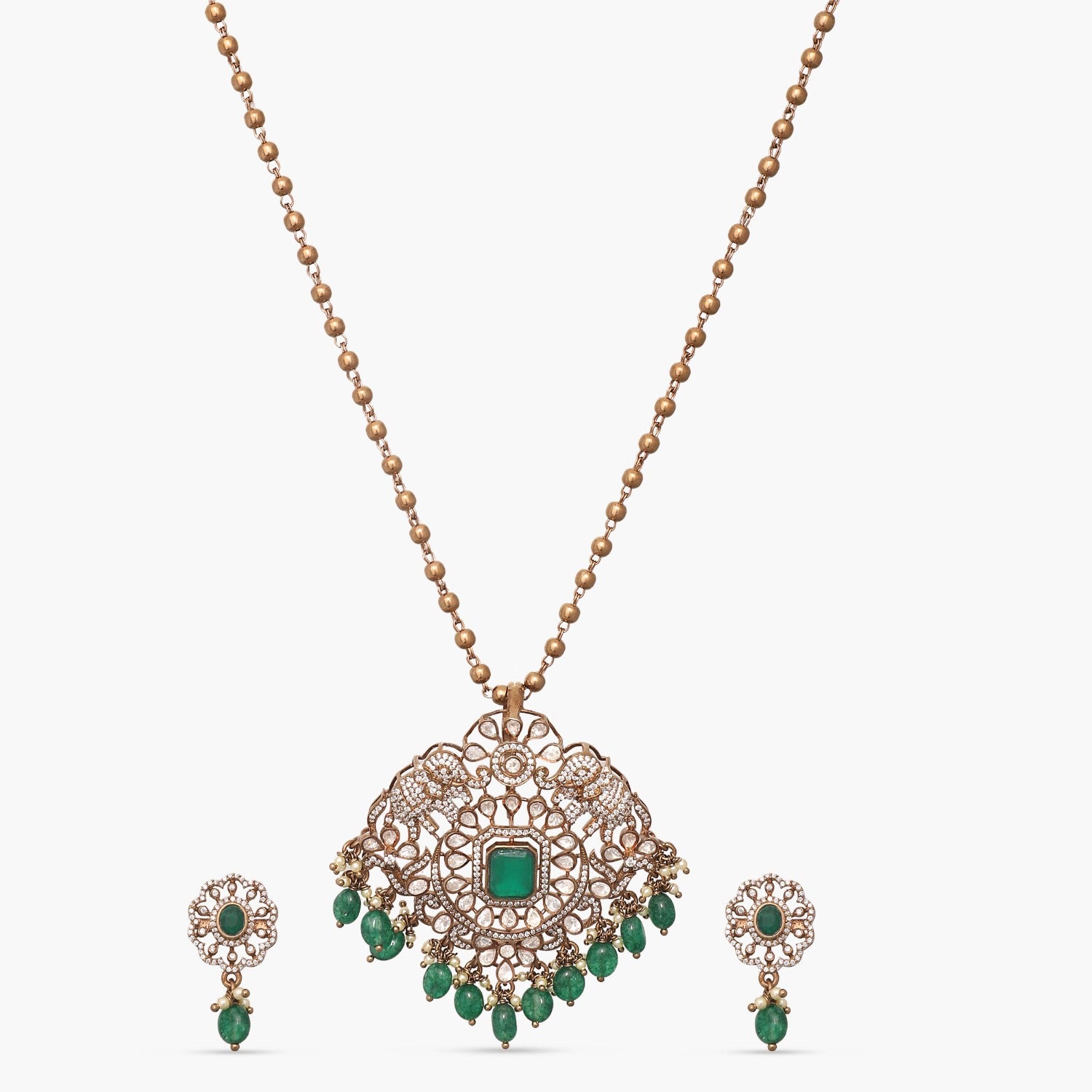 Ganaraj Moissanite Silver Pendant Set