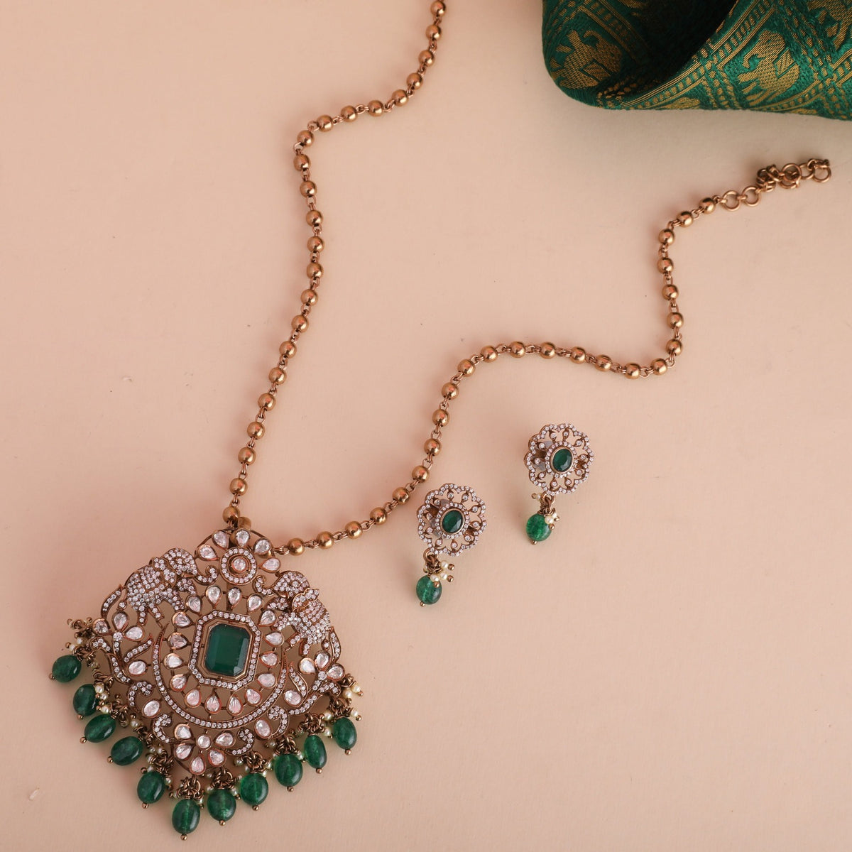 Ganaraj Moissanite Silver Pendant Set