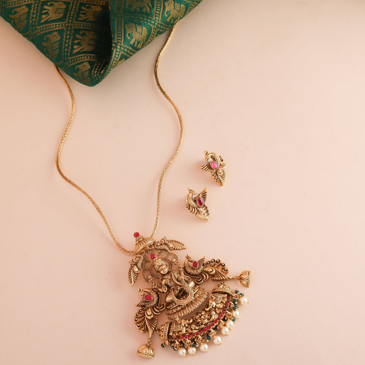 Padmaja Nakshi Antique Silver Pendant Set