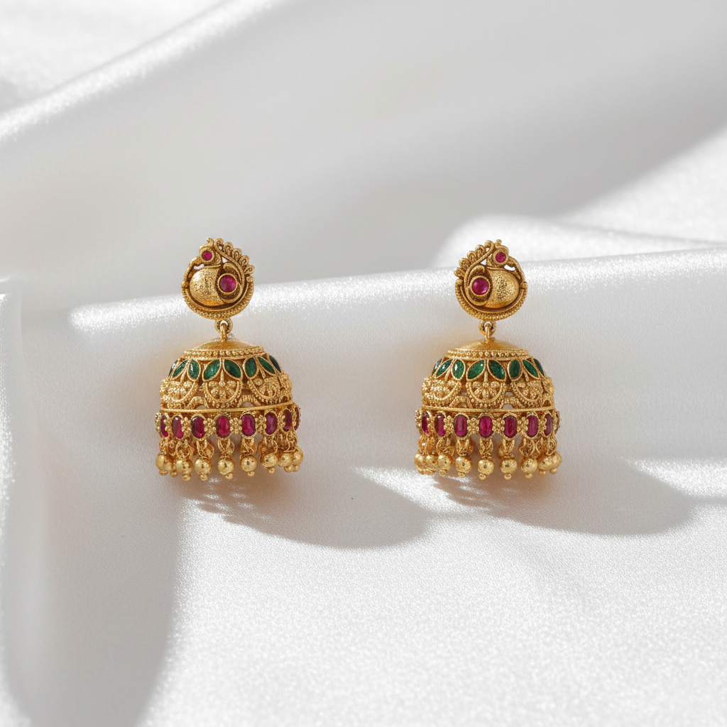 Earrings Mohona Kempu Jadau Silver Jhumki