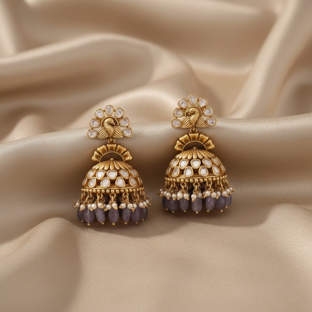 Morni Moissonite Silver Jhumkis
