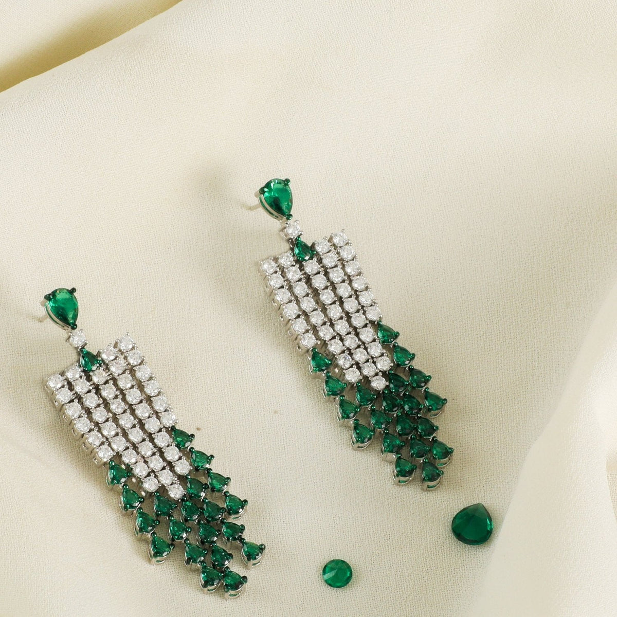 Earrings Emeraude Statement Silver Dangle Earrings