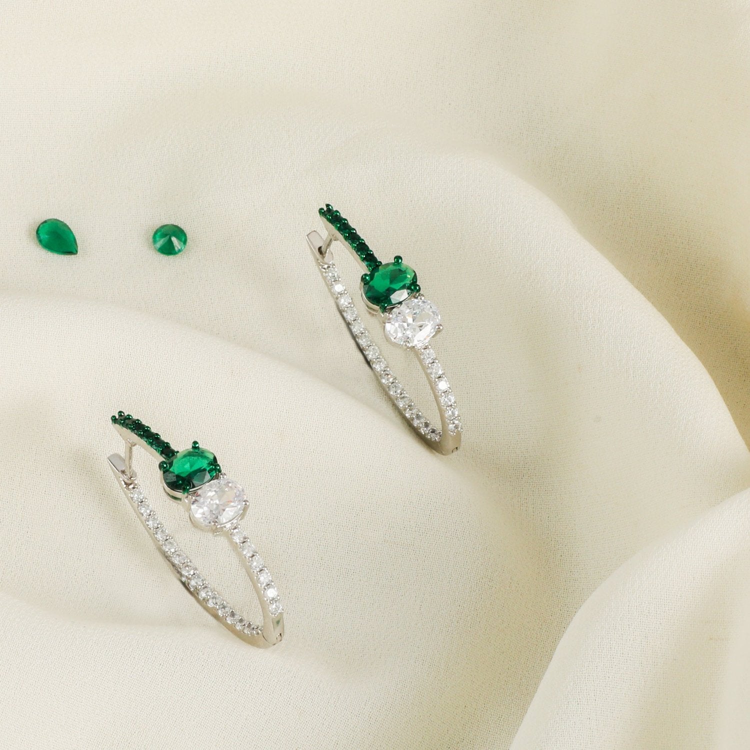 Earrings Emeraude Glam Silver Hoop Earrings