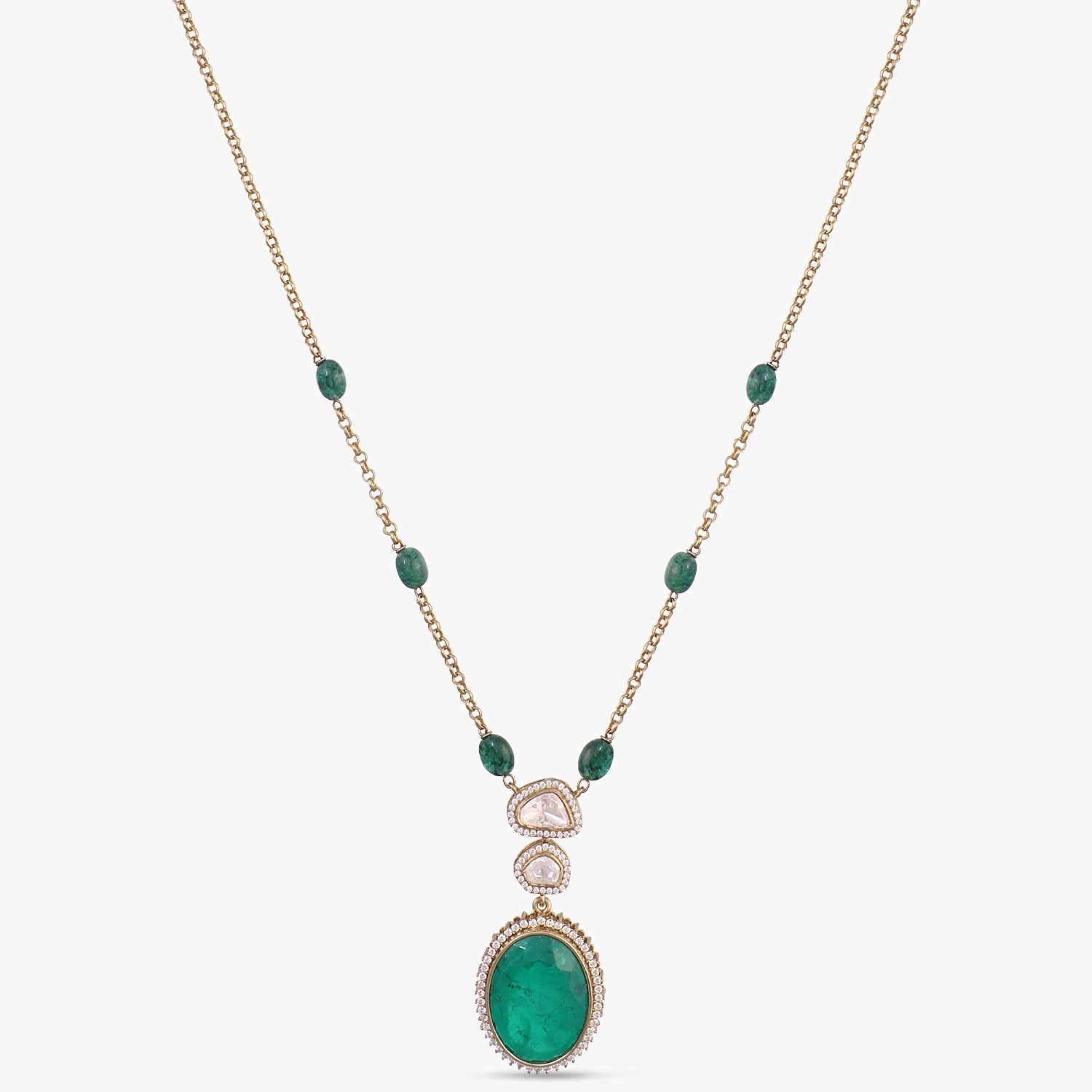 Pendants Safa Moissanites and Gemstone Silver Pendant Necklace