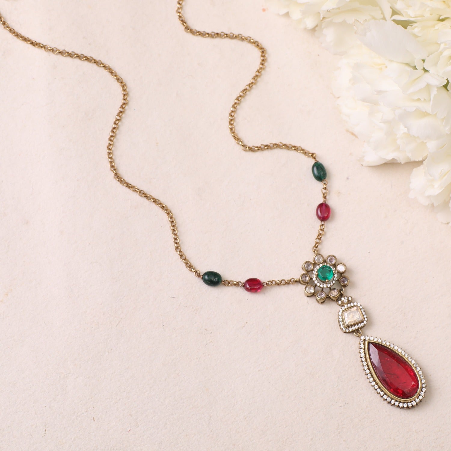 Pendants Amira Moissanites and Gemstone Silver Pendant Necklace