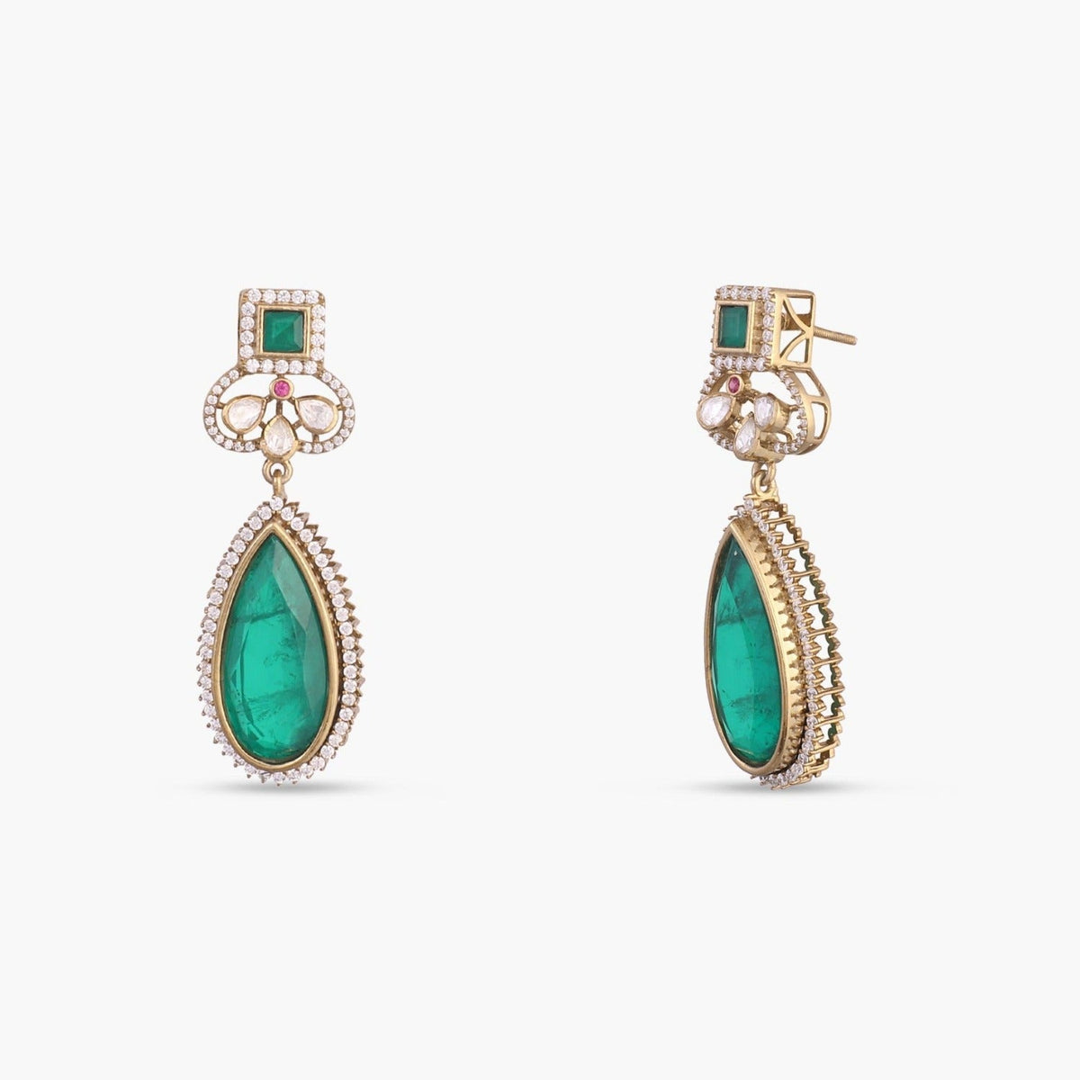 Earrings Ahad Moissanite and Gemstone Silver Drop Earrings