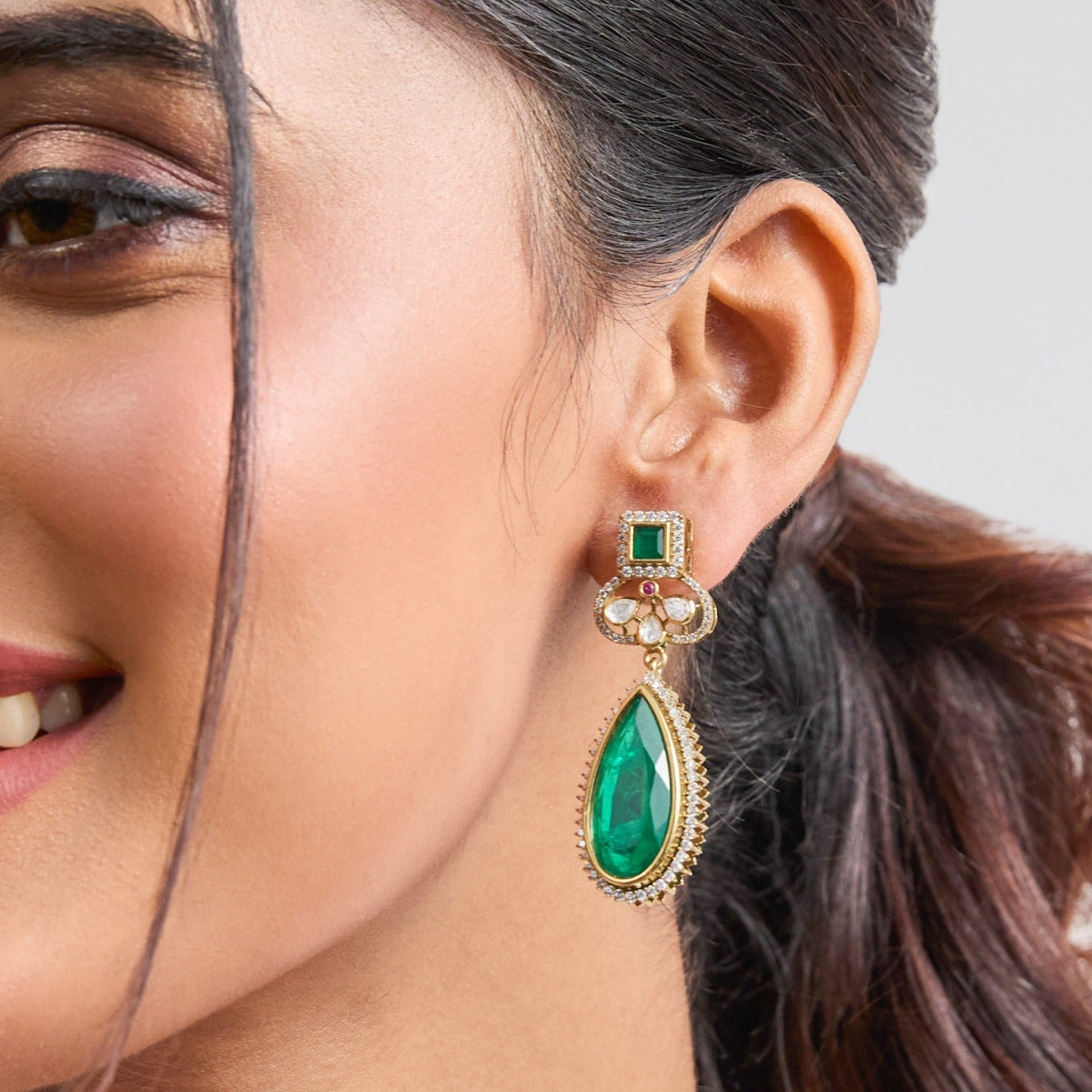 Earrings Ahad Moissanite and Gemstone Silver Drop Earrings